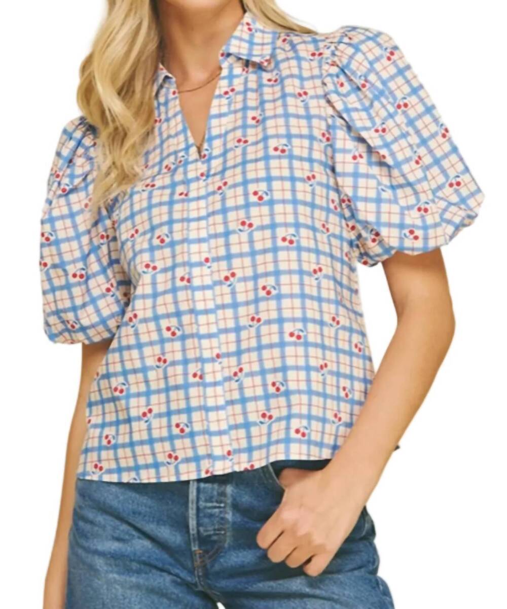 NEW PINCH cherry top in blue